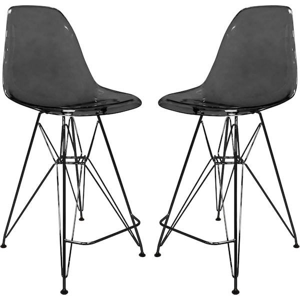 Leisuremod Cresco Acrylic Barstool - Modern ABS Plastic Counter Stool with Steel Legs & Footrest, 2PK CRBL-30TBL2 - main