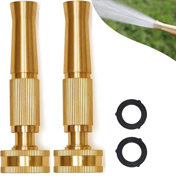 Morvat Solid Brass Heavy Duty Outdoor Twist Spray Garden Hose Jet Nozzle, 2PK MOR-BNOZZLE-2-2PACK-A - main