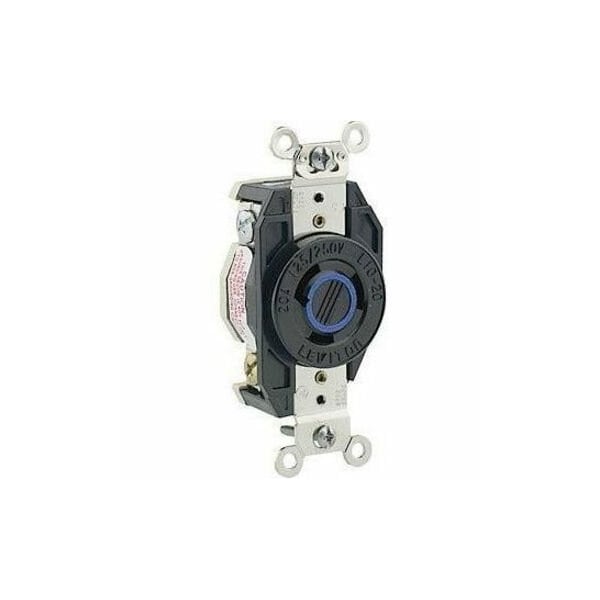 Leviton Flanged Locking Receptacle, L11-20R, 20 A, 250V AC, Three Phase, 3 Pole, Flush Mount, Black 2370 - main