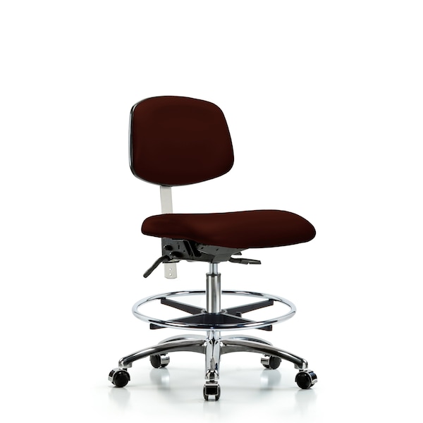 Blue Ridge Ergonomics Clean Room Chair Med Ben Chair, Vin, Chr, CF, Cast, Burg, CL100, No Arms, 22" to 29" Height, Vinyl BR-NCR-VMBCH-CR-T0-A0-CF-CC-8569 - main
