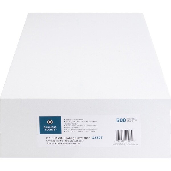 Business Source Window Envelope, White, Self Adhesive, PK5 BSN42207 - main