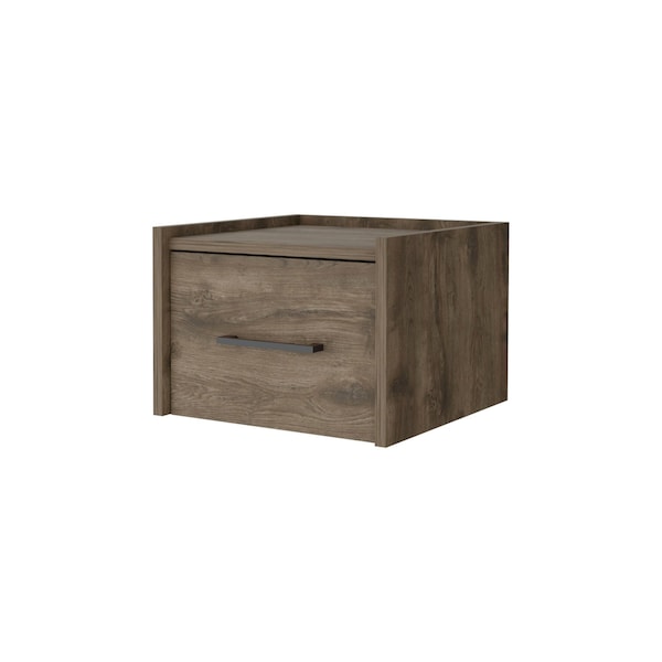 Homeroots 10" Brown Wood One Drawer Floating Nightstand 546179 - main