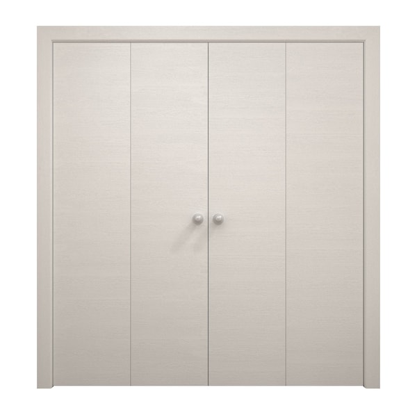 Sartodoors Sliding Closet Double Bi-fold Doors 96 x 96 inches, Ego 5000 Painted White Oak, Sturdy Tracks Mold EGO5000DBF-PWO-96x96 (4* 24x96) - main