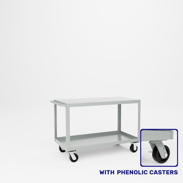 Pucel Heavy Duty Shop Truck, 48 in W x 24 in D x 33.5 in H, Two Shelves, Push Handle, Light Blue 2448-DT-2P - main