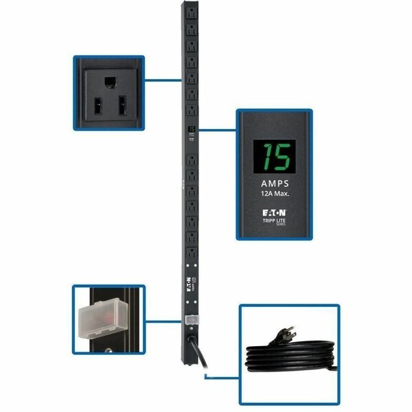 Eaton Tripp Lite Series 1.5kW Single-Phase Local Metered PDU, 100-127V Outlets 14 5-15R, 5-15P, 15 PDUMV15-36 - main