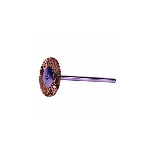 Weiler Miniature Stem-Mounted Wheel Brush, 3/4 in Dia., 0.005 in Brass Wire, 37,000 rpm 804-26144 - main