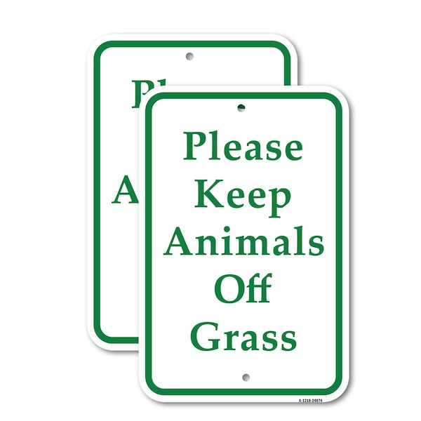 Signmission Please Keep Animals Off Grass, 12'' X 18'' 2 Signs, Heavy Gauge Aluminum, 2PK A-1218-2PACK-24874 - main