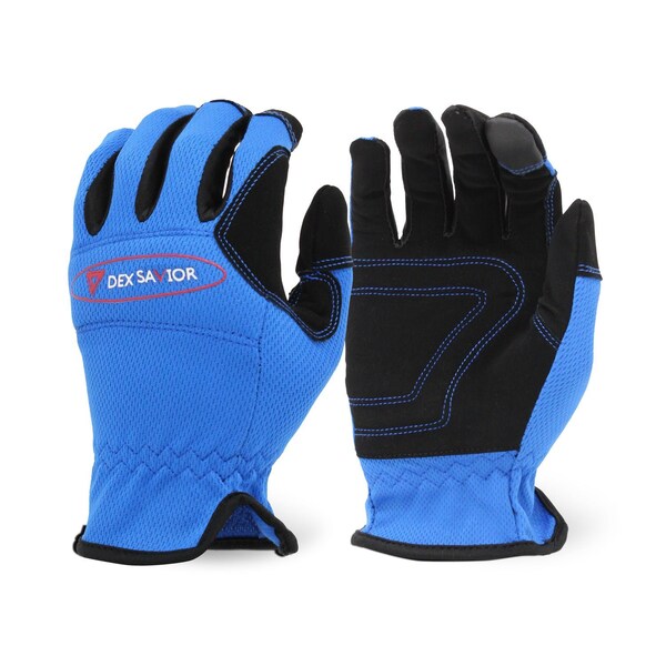 Dex Savior Touch Blue Utilities, Foam Padded Mechanic Glove, L, 12PK MG100B L - main