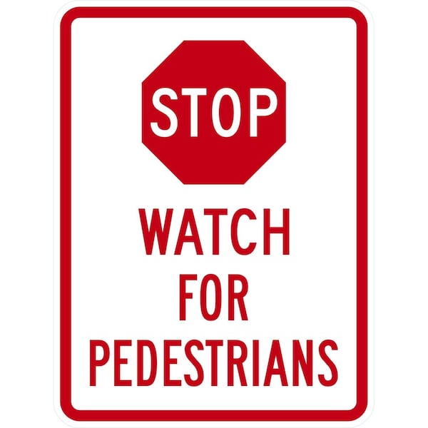 Lyle Stop Watch For Pedestrians, 18x24, High Intensity Prismatic, White G-10539-HI_18x24 - main