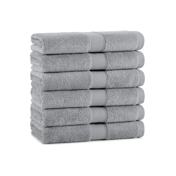 Arkwright Home Egyptian Cotton Hand Towel 16x30 Dark Grey - Pack of 6, 6PK P-EGYP-1630-DGY - main