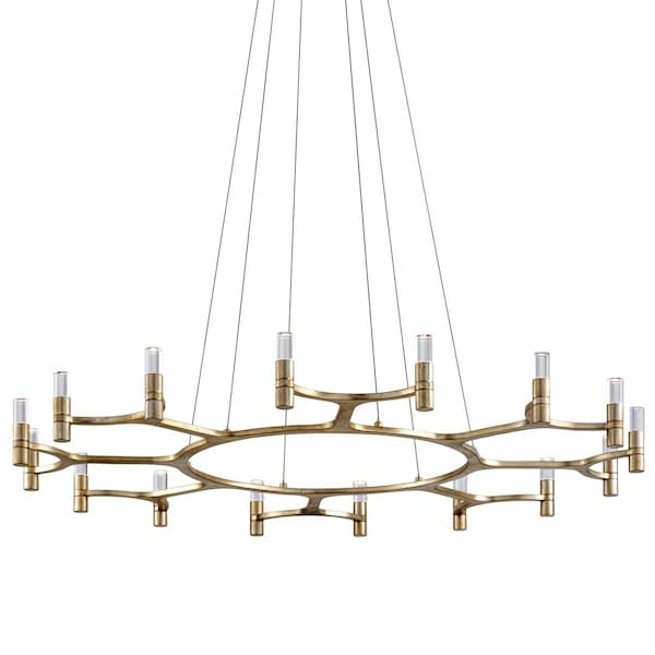 Corbett Lighting Nexus 16 Light Chandelier 49.25 In. Warm Silver Leaf 258-016-WSL - main