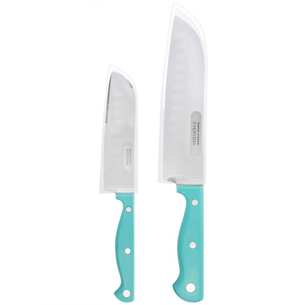 Martha Stewart Everyday Keswick 2 Piece Santoku Knife and Sheath Set in Teal 141041.02 - main