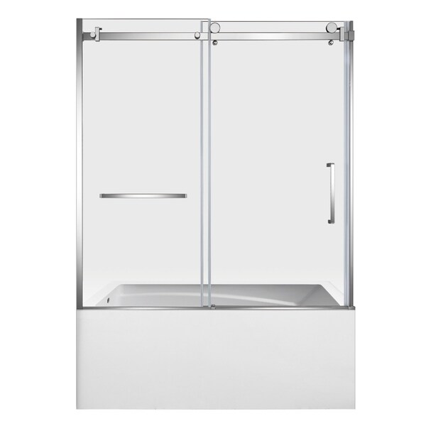 Kingston Brass 60" Acrylic Anti-Skid Alcove Left-Hand Drain Tub with Right Sliding Tub Door, White/Polished Chrome KVTAM6032L22D1 - main