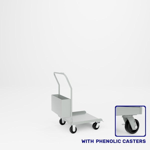 Pucel Drum Dolly Truck with Accessory Box, 25 in W x 25 in D x 12 in H, Gray DT-25-P - main