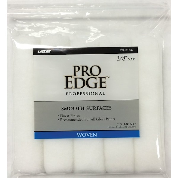 Linzer Paint Roller Cover, 3/8 in Thick Nap, 6 in L, Fabric Cover, White MR 101-5 6IN - main