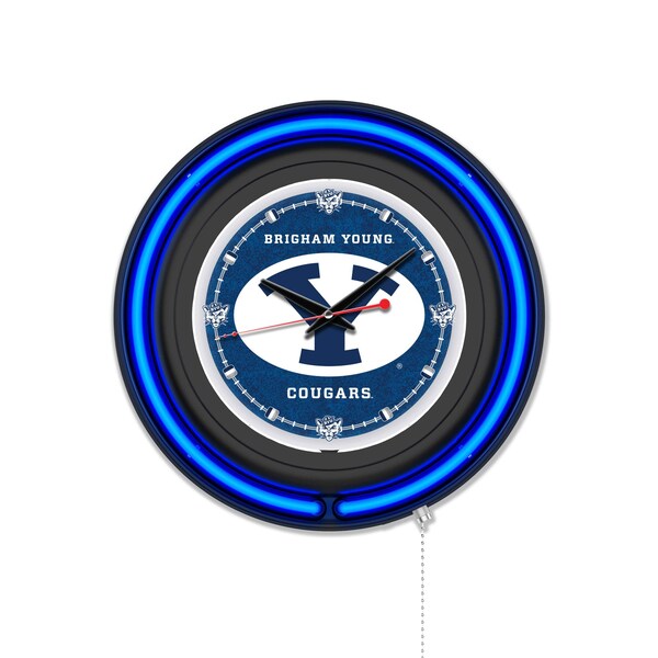 Holland Bar Stool Brigham Young University 15 Double Neon Wall Clock Clk15BK - main