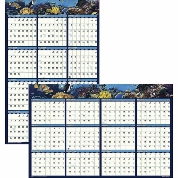 House Of Doolittle Doolittle, RECYCLED EARTHSCAPES SEA LIFE SCENES REVERSIBLE WALL CALENDAR, 24 X 37, 2021 3969 - main