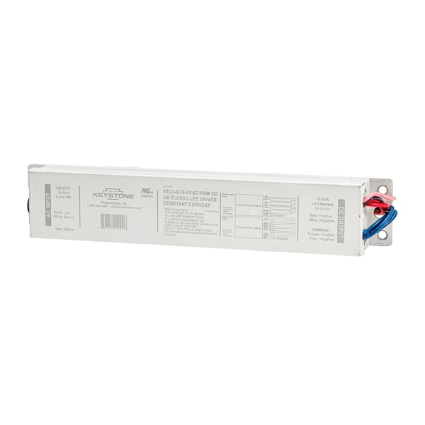 Keystone LED Driver for External Drive Type C LED tubes, Runs 3 or 4 of the KT-LED8T8-24G-8xx-E /G2 lamps, 12 KTLD-4LT8-UV-8C-VDIM /G2 - main