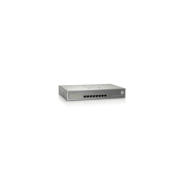 Cable Wholesale 8 Port 10/100/1000 Gigabit Ethernet Switch with PoE, Matte Grey, 15.4 Watts/Port, 123.2 Watt Total 71X6-00408 - main