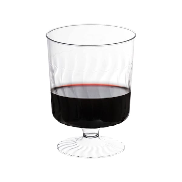 Smarty Had A Party 8 oz. Clear Plastic Pedestal Wine Glasses (240 Glasses), 240PK 6956-CASE - main
