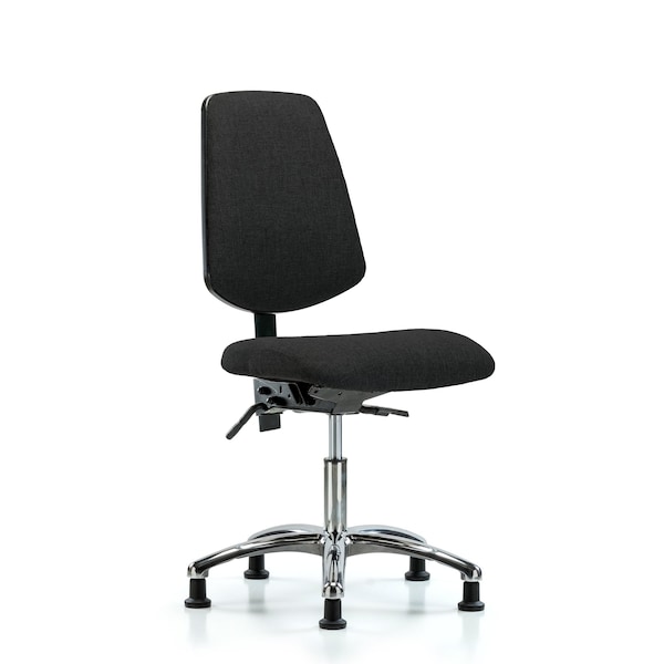 Blue Ridge Ergonomics Desk Chair Fab Desk Chair, Med, Bk, Chrm, Glides, Blk, No Arms, 19" to 24" Height, Fabric, Black BR-FDHCH-MB-CR-T0-A0-RG-F42 - main