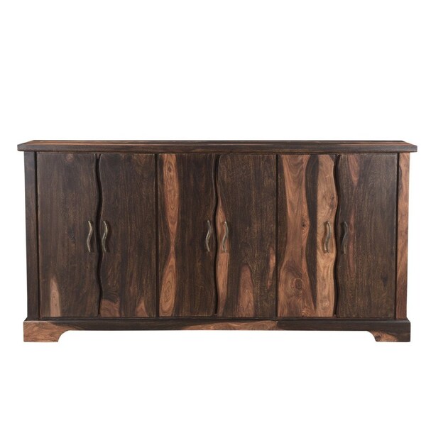 Homeroots 72in Dark Brown Solid Wood Live Edge Sideboard with Six Doors 521370 - main