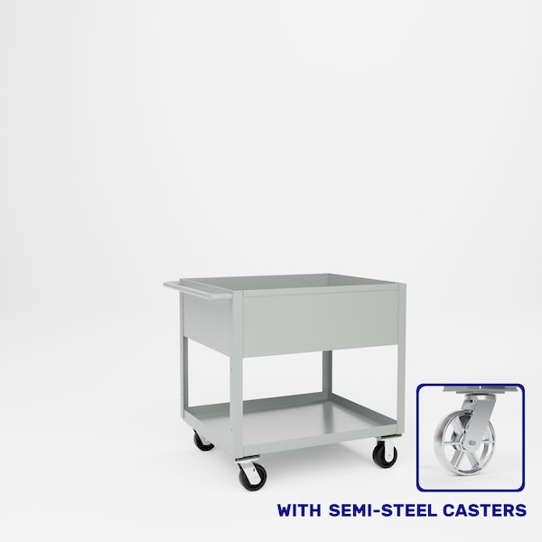 Pucel Tray Top Box Truck, 30 in W x 36 in D x 37 in H, 12 in Deep Box, Semi-Steel Casters, Light Blue TT-3036-12S - main