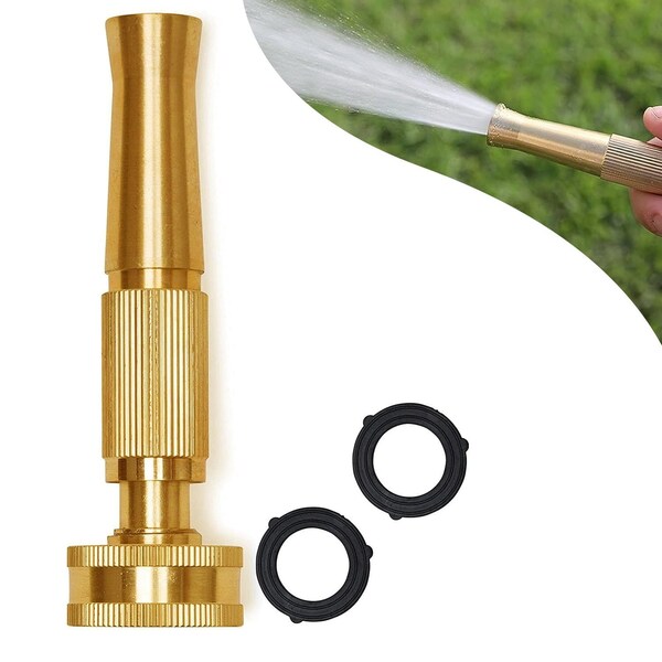 Morvat Solid Brass Heavy Duty Outdoor Twist Spray Garden Hose Jet Nozzle MOR-BNOZZLE-2-A - main