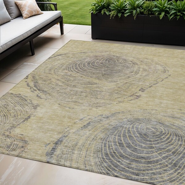 Homeroots 5' X 8' Beige Taupe And Gray Abstract Washable Indoor Outdoor Area Rug 582789 - main