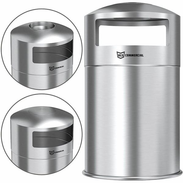 Hls Commercial 50 gal Round Outdoor Can, Silver, Open Top, Stainless Steel, 21.7 in HLS50DSI - main