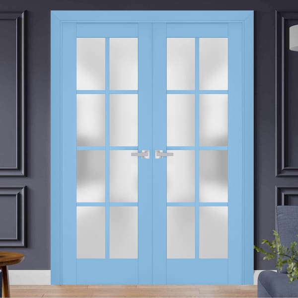 Sartodoors Interior Solid French Double Doors Solid Core Modern Interior VEREGIO7412DD-AQU-36 - main