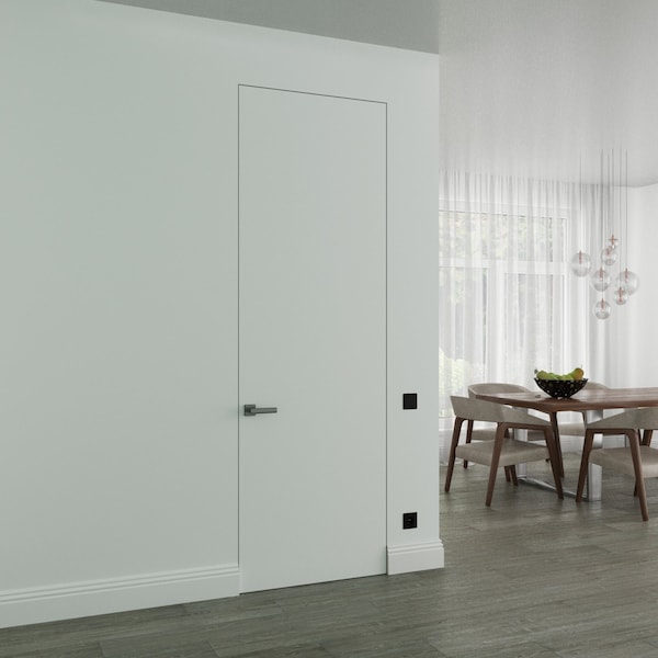 Sartodoors Hidden Door, Planum 0010 Primed White with Concealed White Metal Frame 32" x 96" Right-hand Inswing PLANUM0010MF-PRI-32x96-RH-I - main