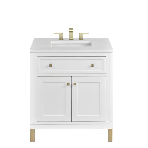 James Martin Vanities Chicago 30 in. Single Vanity, Glossy White, w/ 3 CM White Zeus Silestone Top 503-V30-GW-3WZ - main