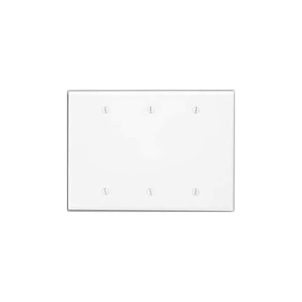 Leviton Blank Wallplate, Midway Size, Gang 3, White 80533-W - main