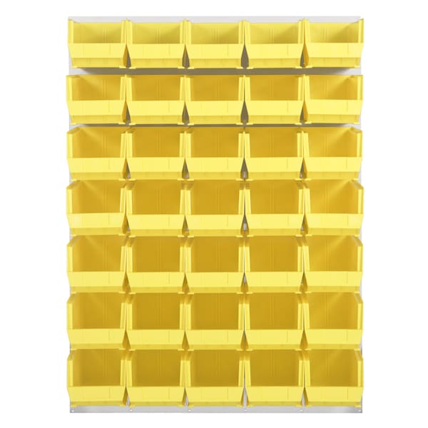 Quantum Storage Systems 48X61 HC LOUVERED PANEL W/35 BINS YELLOW QLP-4861HC-240-35YL - main
