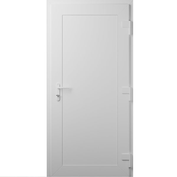 Vdomdoors Front Exterior Prehung Metal-Plastic Door, Manux 8111 White Silk, Office Commercial and Residential MANUX8111EXD-WS-W36xH80-LH - main