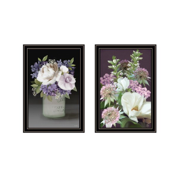 Homeroots Set Of Two Lilac and Wild Plum Bouquet Black Framed Print Wall Art, 2PK 407993 - main