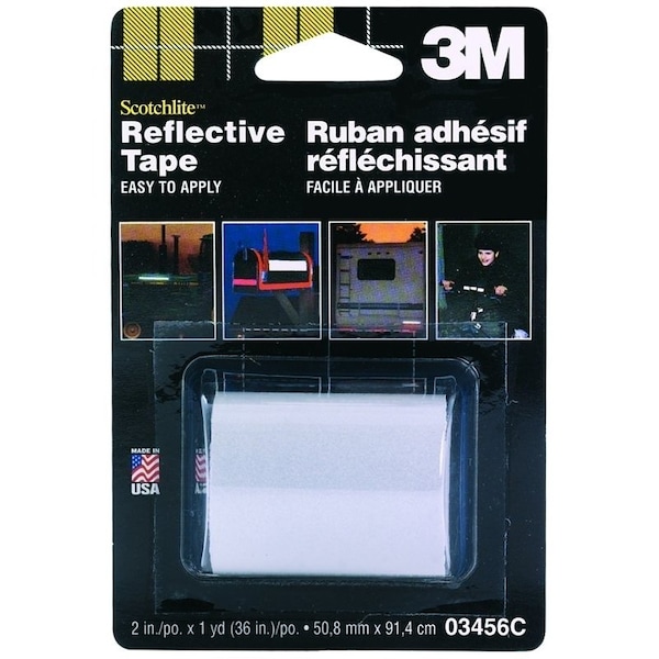 3M Scotchlite 0 Reflective Safety Tape, 36 in L, 2 in W, Silver 3456 - main
