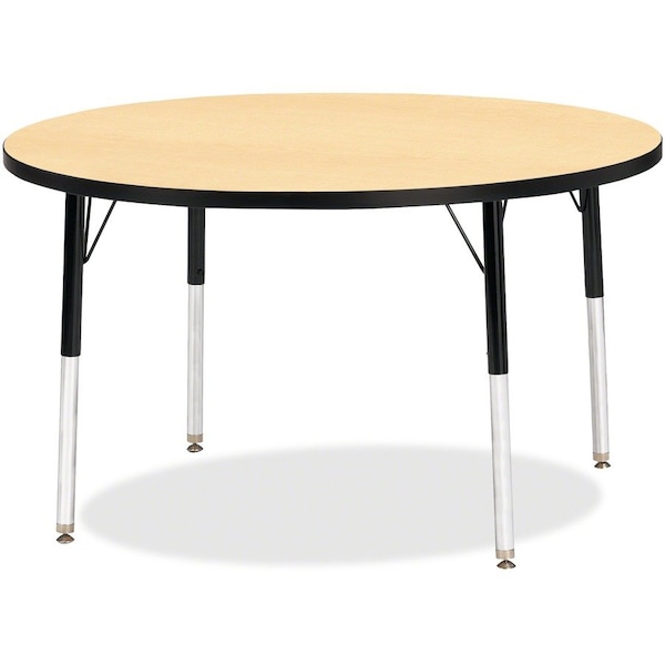 Jonti-Craft Berries Round Activity Table, 42 in. Diameter, E-height, Maple/Black/Black 6468JCE011 - main