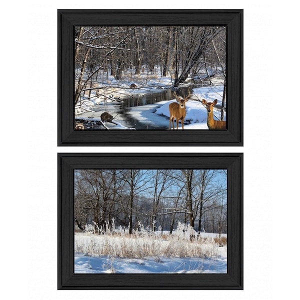 Homeroots Set Of Two Great Outdoors Nature or Winter Forest 3 Black Framed Print Wall Art, 2PK 416034 - main