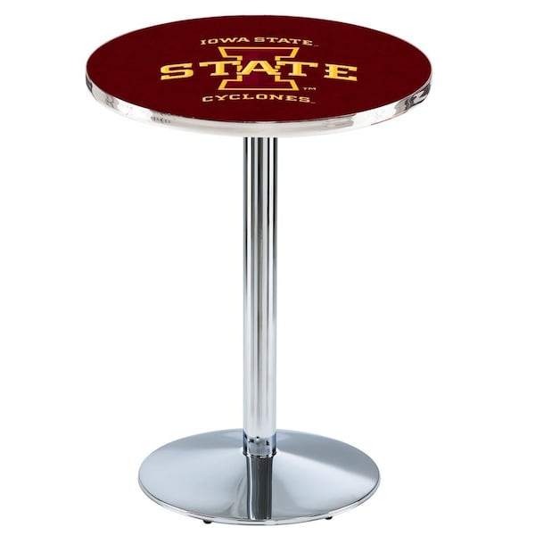 Holland Bar Stool Co 36" Chrome Iowa State Pub Table, 36" dia. Top L214C3636IowaSt - main