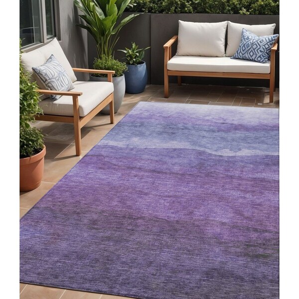 Homeroots 5' X 8' Purple And Lavender Abstract Washable Indoor Outdoor Area Rug 618149 - main