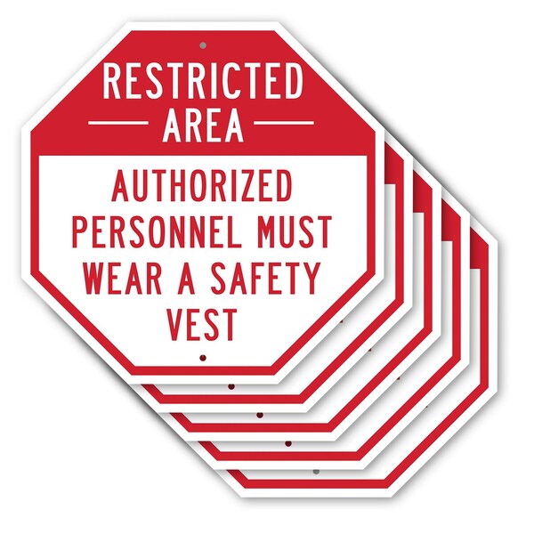 Signmission Restricted Area Authorized Personne, 10 inch X 10 inch, Aluminum Metal Signs, 5PK OC-A-5Pack-10-174 - main