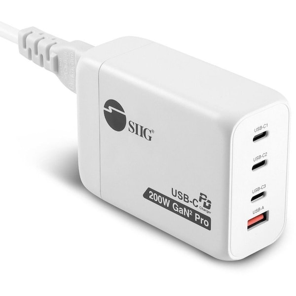 Siig 200W GaN PD Combo Charger - 3C1A AC-PW1V11-S1 - main
