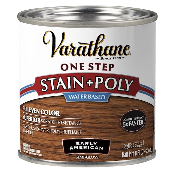 Varathane One Step Water-Based Wood Stain and Polyurethane, Kona, 1/2 Pint 384363 - main