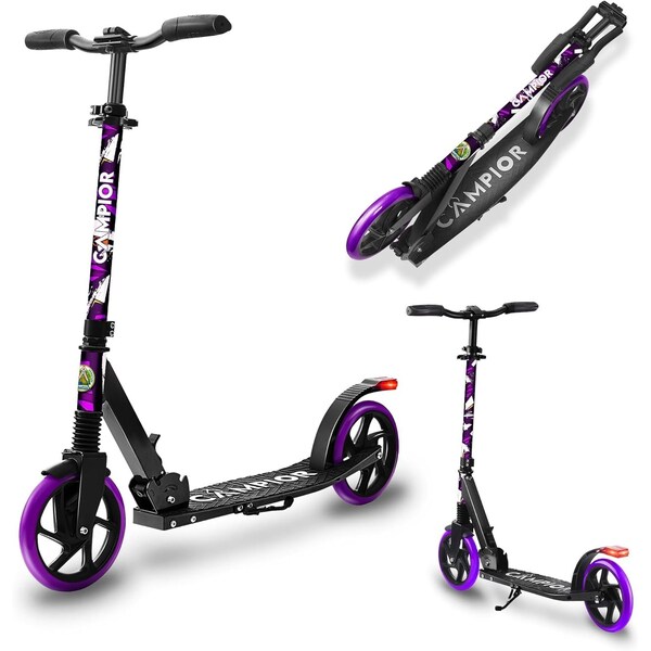 Campior Kick Scooter for Ages 6+, for Kids, Teens, and Adults, Max Load 240 LBS, Foldable, 8-inch Big Purple CAMTE128 - main