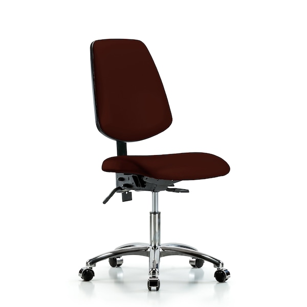 Blue Ridge Ergonomics Desk Chair Desk Chair, Vinyl, Med, Bk, Cast, Burg, No Arms, 18" to 23" Height, Vinyl, Burgundy BR-VDHCH-MB-CR-T1-A0-CC-8569 - main