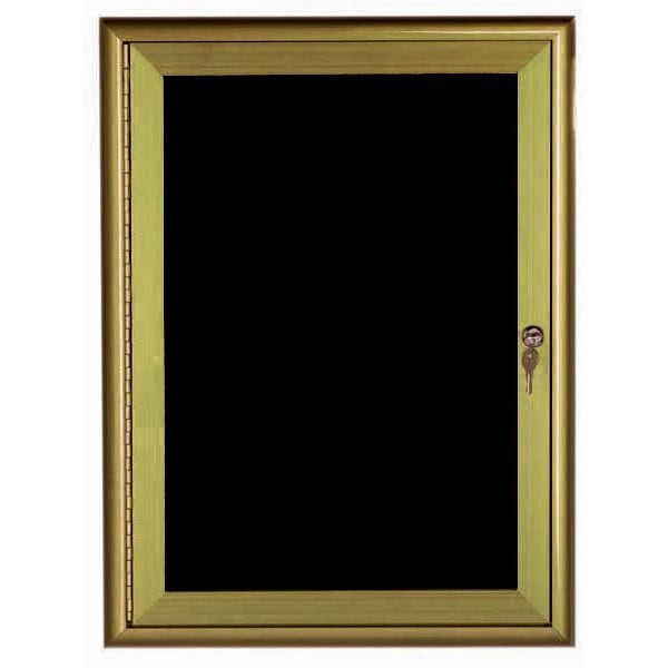 Aarco Enclosed Directory w/ Al Waterfall Style Frame, Antique Brass, Black Felt, 24''Hx18''W, 1 Door Unit WFD2418LB - main