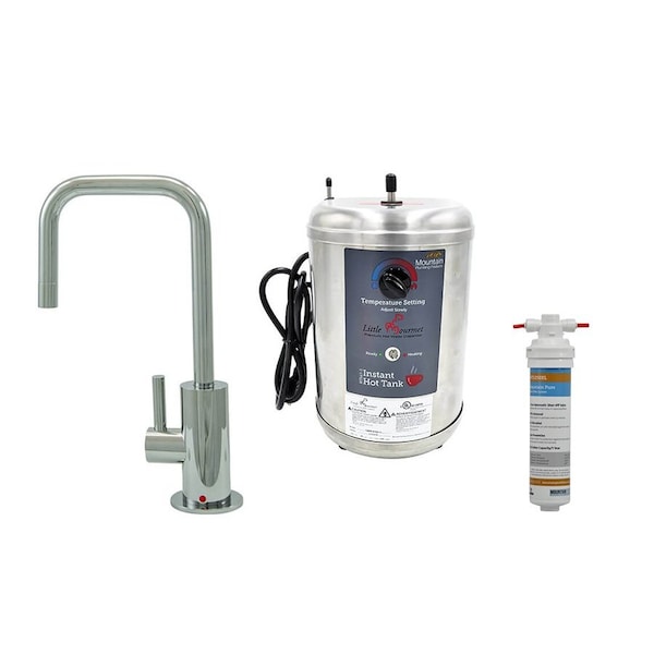 Mountain Plumbing Hot Water Faucet and Little Gourmet Tank (90 Deg) in Satin Brass MT1830DIY-NL/SB - main