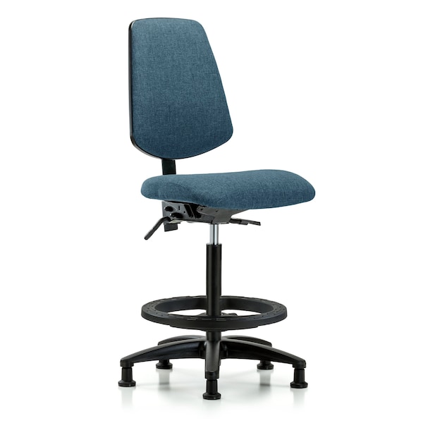Blue Ridge Ergonomics Fab Hi Bench Chair, Med, Bk, BF, Glides, Blu, No Arms, 26" to 35-1/2" Height, Blue BR-FHBCH-MB-RG-T0-A0-BF-RG-F43 - main